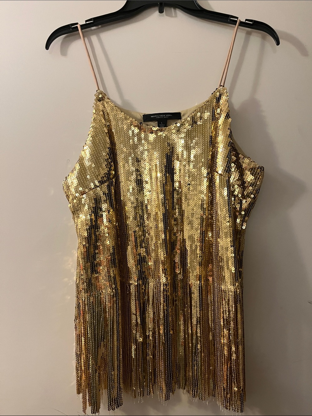 MAJE Gold Sequin Fringe Camisole